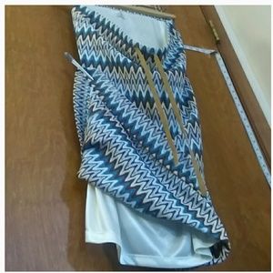 NWOT Drawstring Maxi Skirt Chevron Weave Lined OS